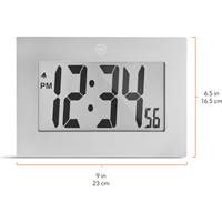 Large Frame Digital Wall Clock, Digital, Battery Operated, Silver OR505 | Ottawa Fastener Supply