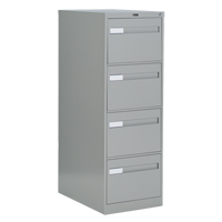 Vertical Filing Cabinet with Recessed Drawer Handles, 4 Drawers, 18.15" W x 26.56" D x 52" H, Grey OTE625 | Ottawa Fastener Supply