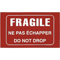 &eacute;tiquettes pour traitement sp&eacute;cial bilingues Fragile, 5" lo x 3" la, Blanc/rouge Ottawa Fastener Supply