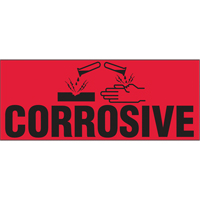 "Corrosive" Special Handling Labels, 5" L x 2" W, Black on Red PB422 | Ottawa Fastener Supply