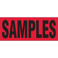 "Samples" Special Handling Labels, 5" L x 2" W, Black on Red PB424 | Ottawa Fastener Supply
