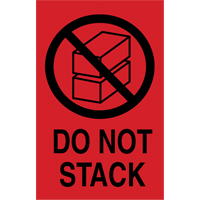 "Do Not Stack" International Shipping Labels, 6" L x 4" W, Black on Red PC313 | Ottawa Fastener Supply