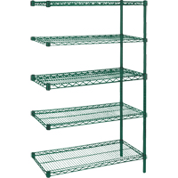 Heavy-Duty Green Epoxy Finish Wire Shelving, Add-On Kit, 5 Tiers, 36" W x 86" H x 24" D Ottawa Fastener Supply