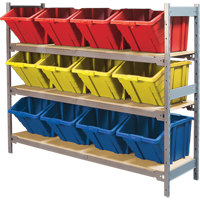 Wide Span Shelving with Jumbo Plastic Bins, Steel, Boltless, 800 lbs. Capacity, 66" W x 60" H x 18" D Ottawa Fastener Supply