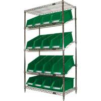 Slanted Wire Shelf with Bins, 5 Tiers, 36" W x 63" H x 18" D Ottawa Fastener Supply