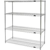 Heavy-Duty Chromate Wire Shelving, 4 Tiers, 30" W x 54" H x 14" D Ottawa Fastener Supply
