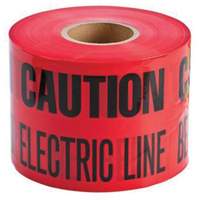 "Buried Electric Line" Identoline&reg; Underground Warning Tape, 6" W x 1000' L, Black on Red Ottawa Fastener Supply