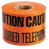 "Buried Telephone Line" Identoline&reg; Underground Warning Tape, 6" W x 1000' L, Black on Orange Ottawa Fastener Supply