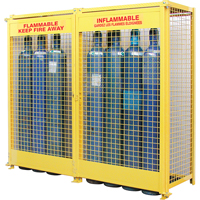Gas Cylinder Cabinets, 20 Cylinder Capacity, 88" W x 30" D x 74" H, Yellow SAF848 | Ottawa Fastener Supply