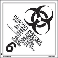 TDG Shipping Labels, Class 6.2, Infectious Substances, Paper Ottawa Fastener Supply