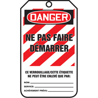 &eacute;tiquettes de verrouillage, Papier cartonn&eacute;, 3-1/8" la x 5-7/8" h, Français Ottawa Fastener Supply