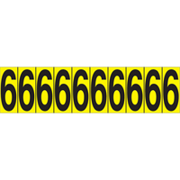 Individual Adhesive Number Markers, 6, 1-15/16" H, Black on Yellow Ottawa Fastener Supply