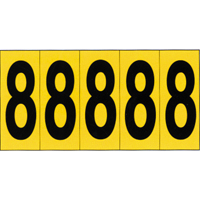 Individual Adhesive Number Markers, 8, 3-7/8" H, Black on Yellow Ottawa Fastener Supply