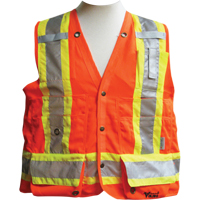 Vestes de s&eacute;curit&eacute; pour arpenteur, Orange haute visibilit&eacute;, Moyen, Polyester Ottawa Fastener Supply