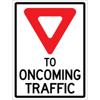 "Yield to Oncoming Traffic" Roll-Up Sign Traffic Sign, 36" x 48", Vinyl, English with Pictogram Ottawa Fastener Supply