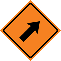 Right Diagonal Arrow Roll-Up Traffic Sign, 36" x 36", Vinyl, Pictogram Ottawa Fastener Supply