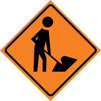 Men at Work Roll-Up Traffic Sign, 36" x 36", Vinyl, Pictogram Ottawa Fastener Supply