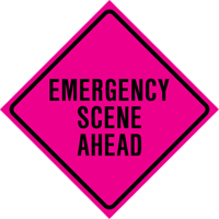 "Emergency Scene Ahead" Roll-Up Traffic Sign, 36" x 36", Vinyl, English Ottawa Fastener Supply