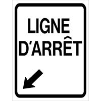 "Ligne d'Arr&ecirc;t" Roll-Up Traffic Sign, 23-3/5" x 29-1/2", Vinyl, French with Pictogram Ottawa Fastener Supply