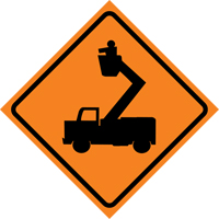 Man in Elevated Bucket Roll-Up Traffic Sign, 29-1/2" x 29-1/2", Vinyl, Pictogram Ottawa Fastener Supply
