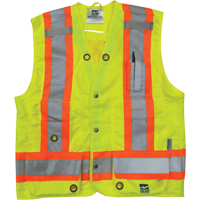 Veste de s&eacute;curit&eacute; pour arpenteur, Jaune lime haute visibilit&eacute;, Petit, Polyester Ottawa Fastener Supply