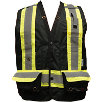 Fire Retardant Surveyor Safety Vest, Black, Small, Polyester Ottawa Fastener Supply