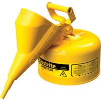 Safety Cans, Type I, Steel, 2.5 US gal., Yellow, FM Approved/UL/ULC Listed Ottawa Fastener Supply