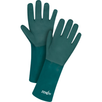 Double Dipped Green Gloves, 14" L, PVC, Cotton Jersey Inner Lining, 70-mil Ottawa Fastener Supply