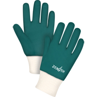 Double Dipped Green Gloves, 10" L, PVC, Cotton Jersey Inner Lining, 70-mil Ottawa Fastener Supply