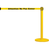 Barri&egrave;re autonome pour le contr&ocirc;le des foules, Acier, 35" h, Ruban Jaune, Longueur du ruban 7' Ottawa Fastener Supply