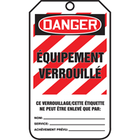 &eacute;tiquettes de verrouillage, Papier cartonn&eacute;, 3-3/8" la x 5-7/8" h, Français Ottawa Fastener Supply