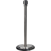 Free-Standing Crowd Control Barrier Receiver Post With Wheels, 35" High, Stainless Ottawa Fastener Supply