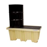 Nestable 2-Drum Poly-Spillpallet With Drain, 66 US gal. Spill Capacity, 51" x 26" x 21" Ottawa Fastener Supply