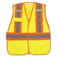 Flame-Resistant Surveyor Vest, High Visibility Lime-Yellow, Medium, Polyester Ottawa Fastener Supply