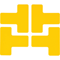Floor Corner Marks, T, 5" L x 2" W, Yellow, Polyester Ottawa Fastener Supply