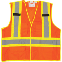5-Point Tear-Away Premium Safety Vest , High Visibility Orange, Large/X-Large, Polyester, CSA Z96 Class 2 - Level 2 SFQ532 | Ottawa Fastener Supply