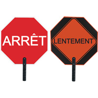 Double-Sided "Arrêt/Lentement" Traffic Control Sign, 18" x 18", Aluminum, French with Pictogram SFU870 | Ottawa Fastener Supply