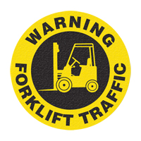 "Warning Forklift Traffic" Floor Sign, Adhesive, English with Pictogram Ottawa Fastener Supply