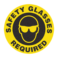 "Safety Glasses" Floor Sign, Adhesive, English with Pictogram Ottawa Fastener Supply