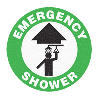 "Emergency Shower" Floor Sign, Adhesive, English with Pictogram Ottawa Fastener Supply