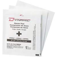 Gaze Dynamic, Tampon, 3" lo x 3" la, St&eacute;rile, Dispositif m&eacute;dical Classe 1 Ottawa Fastener Supply