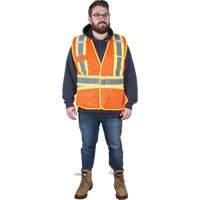 Flame-Resistant Surveyor Vest, High Visibility Orange, Medium, Polyester, CSA Z96 Class 2 - Level 2 SGF136 | Ottawa Fastener Supply