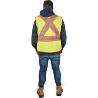 Flame-Resistant Surveyor Vest, High Visibility Lime-Yellow, Large, Polyester, CSA Z96 Class 2 - Level 2 SGF141 | Ottawa Fastener Supply