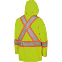 5596 Veste de s&eacute;curit&eacute; haute visibilit&eacute; imperm&eacute;able et l&eacute;g&egrave;re avec capuchon d&eacute;tachable, Polyester, Jaune lime haute visibilit&eacute;, Moyen Ottawa Fastener Supply