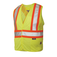 Veste de s&eacute;curit&eacute; d&eacute;tachable en cinq points, Jaune lime haute visibilit&eacute;, Grand/T-Grand, Polyester Ottawa Fastener Supply