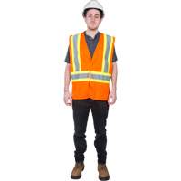 Traffic Safety Vest, High Visibility Orange, Medium, Polyester Ottawa Fastener Supply