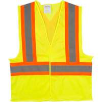 Traffic Safety Vest, High Visibility Lime-Yellow, Medium, Polyester Ottawa Fastener Supply