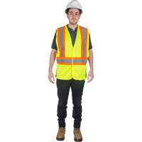 Traffic Safety Vest, High Visibility Lime-Yellow, Medium, Polyester Ottawa Fastener Supply