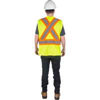 Traffic Safety Vest, High Visibility Lime-Yellow, Medium, Polyester Ottawa Fastener Supply