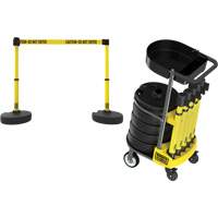 PLUS Barrier Post Cart Kit with Tray, 75' L, Metal, Yellow Ottawa Fastener Supply